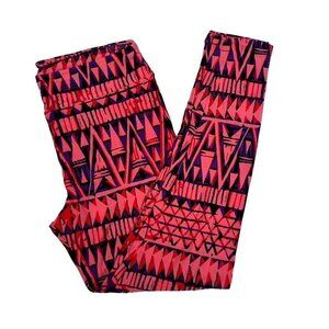 LuLaRoe Black Purple Pink Tribal 90's Geometric Pattern Tall & Curvy Leggings